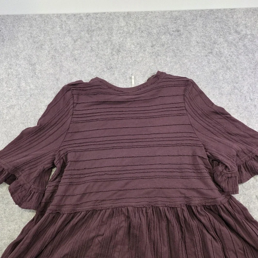 Free People Take A Spin‎ Babydoll Tunic Dress Womens XS Purple Ruffle Flutter